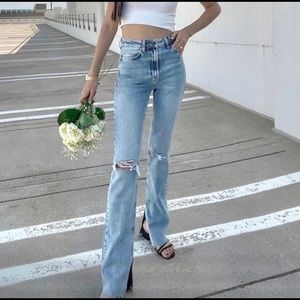 ZARA FLARE JEANS WITH SLIT